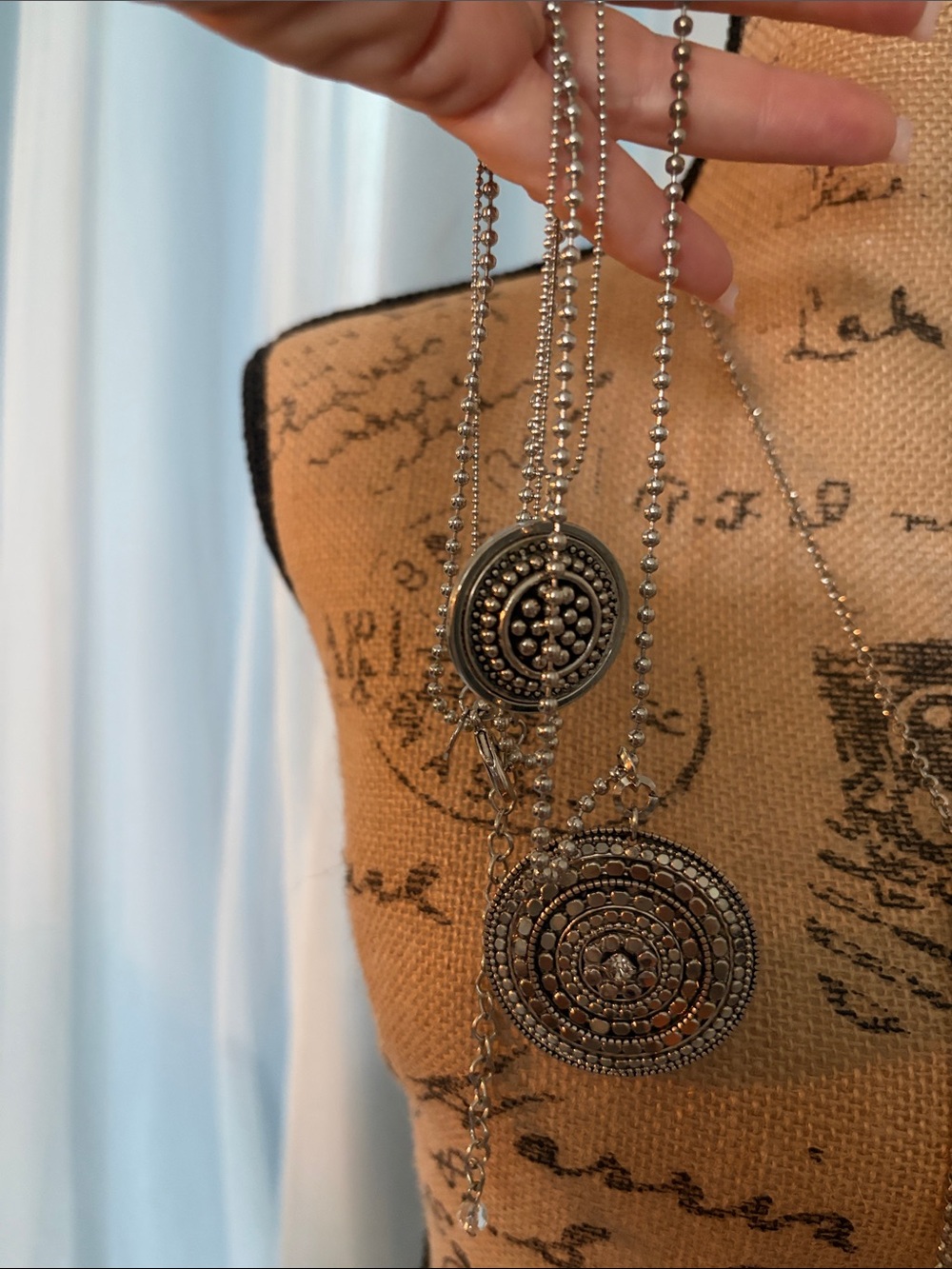 Chico's Silver-Tone Layered Pendant Necklace
